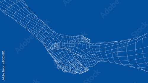 Two men shaking hands. Vector