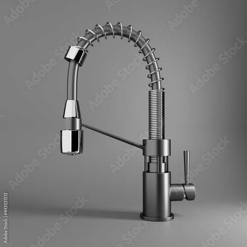 Wallpaper Mural Chrome plated kitchen faucet close up on gray background Torontodigital.ca