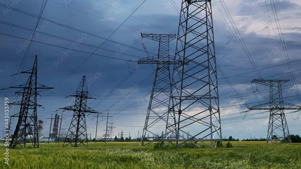 High voltage electric lines timelapse