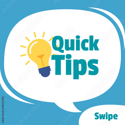 Social media tutorial, tips, trick, did you know with yellow light bulb and bubble chat. Suitable for many purposes.