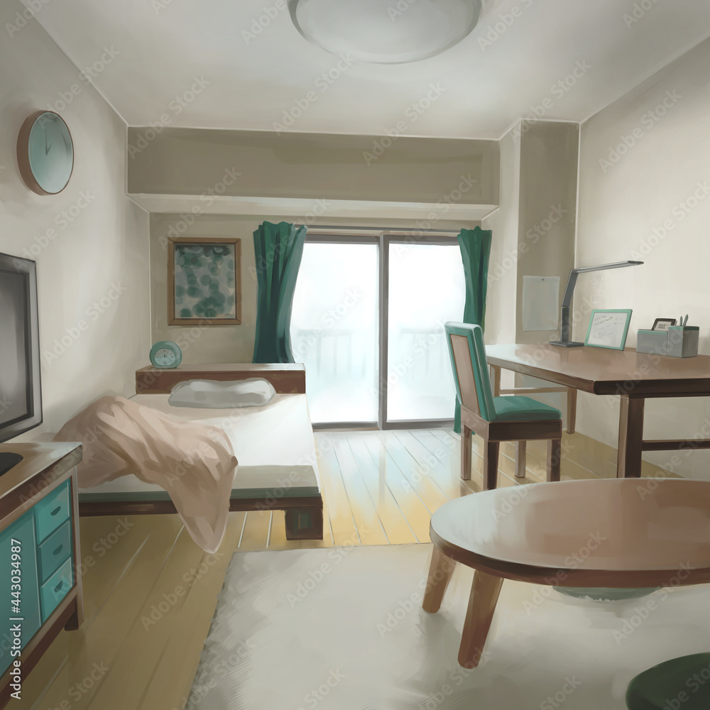 一人暮らしの部屋 イラスト背景 Stock イラスト Adobe Stock