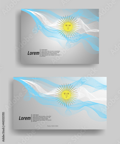 Modern line wave vector background of argentina flag colors with ratio 1920:1080 and A4