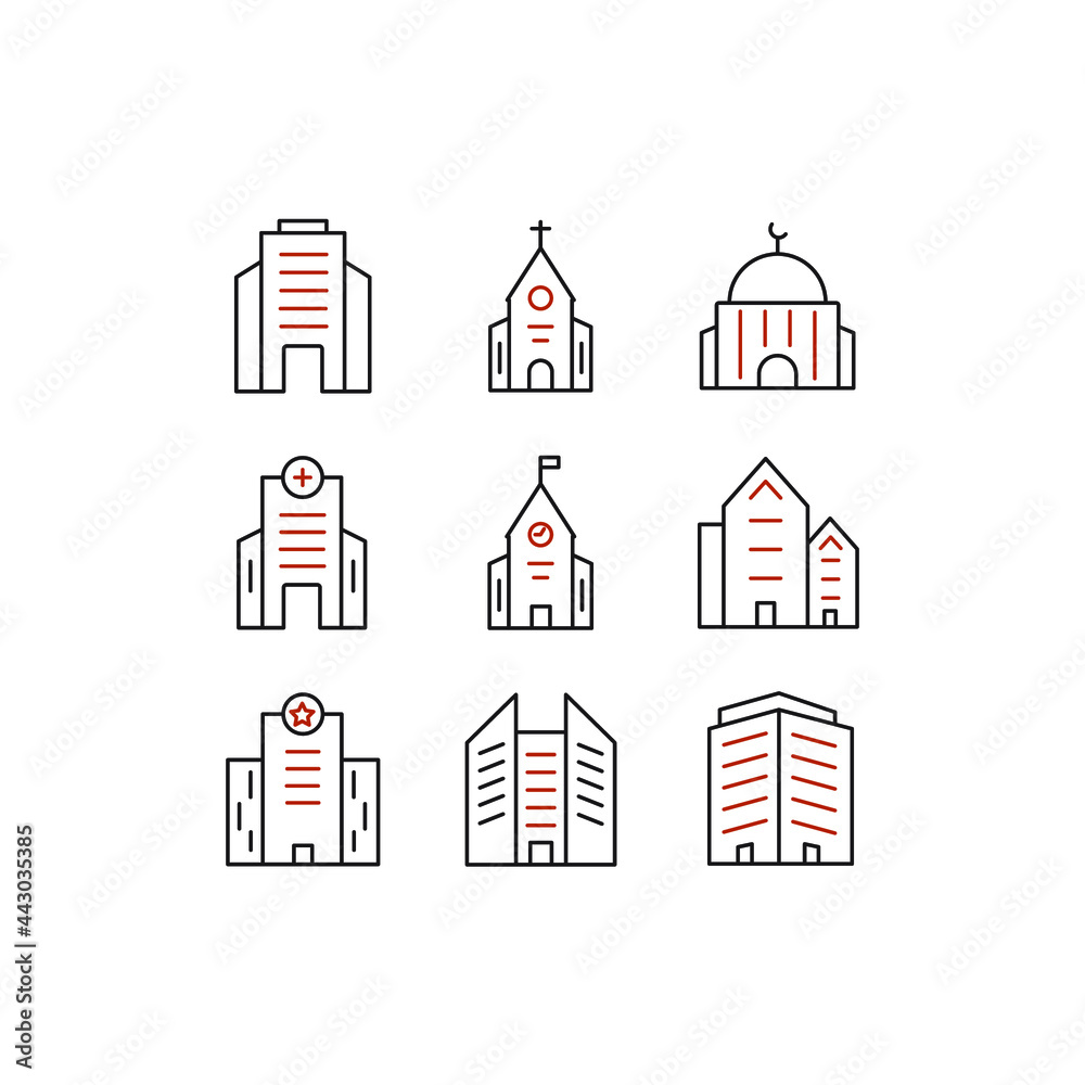 building icon. building set symbol vector elements for infographic web.