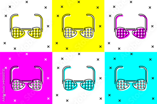 Set Glasses for the blind and visually impaired icon isolated on color background. Vector