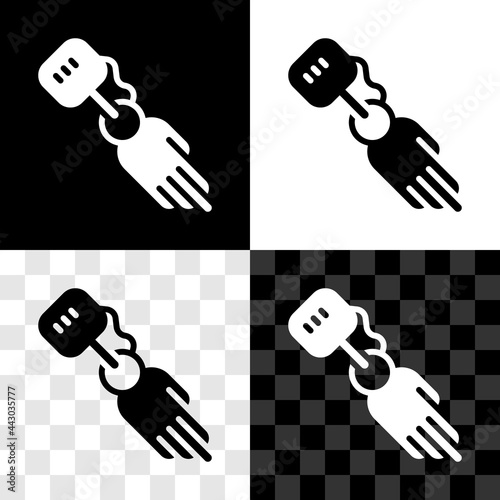 Set Prosthesis hand icon isolated on black and white, transparent background. Futuristic concept of bionic arm, robotic mechanical hand. Vector