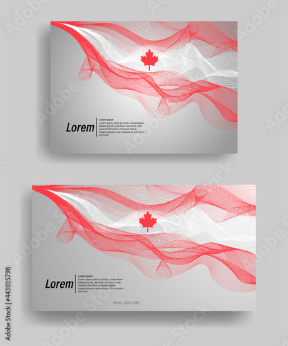 Modern line wave vector background of canada flag colors with ratio 1920:1080 and A4