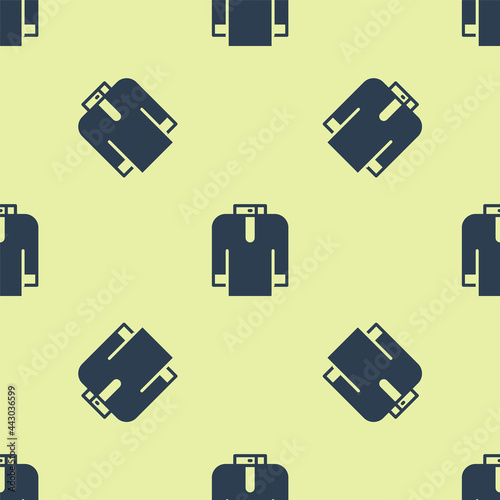 Blue Shirt kurta icon isolated seamless pattern on yellow background. Vector