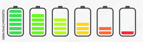 Battery charging charge indicator. Vector icon level Battery Energy powerfully full. Power running low up status batteries set logo Charge level empty loading bar Gadgets alkaline tags. Nearly there.