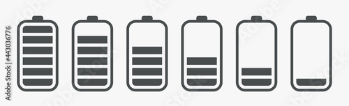 Battery charging charge indicator. Vector icon level Battery Energy powerfully full. Power running low up status batteries set logo Charge level empty loading bar Gadgets alkaline tags. Nearly there.