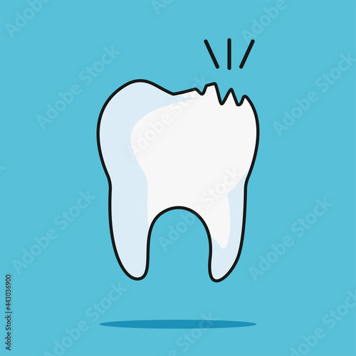Cracked tooth flat icon, Dental and medicine, vector graphics, a colorful solid pattern on a blue background. Broken tooth for dental clinic and healthcare