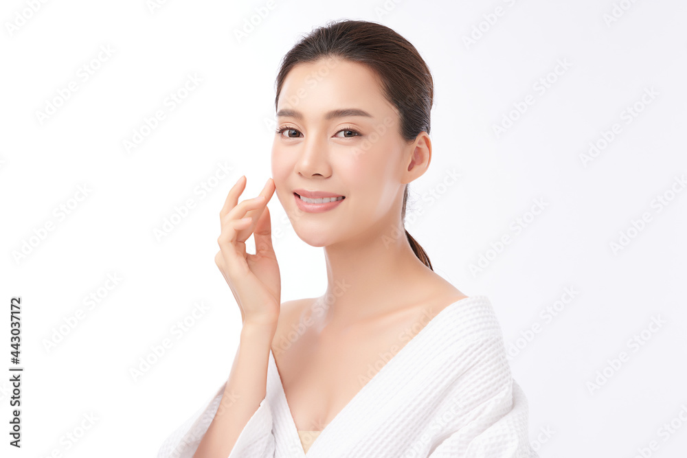 Beautiful young asian woman with clean fresh skin on white background, Face care, Facial treatment, Cosmetology, beauty and spa, Asian women portrait. Beautiful young asian woman with clean fresh skin on white background, Face care, Facial treatment, Cosmetology, beauty and spa, Asian women portrait.