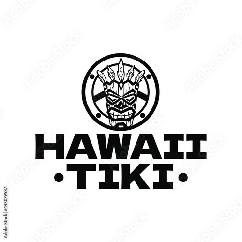 Tiki Hawaii Mask Wooden Logo Vector Illustration Template Icon Design