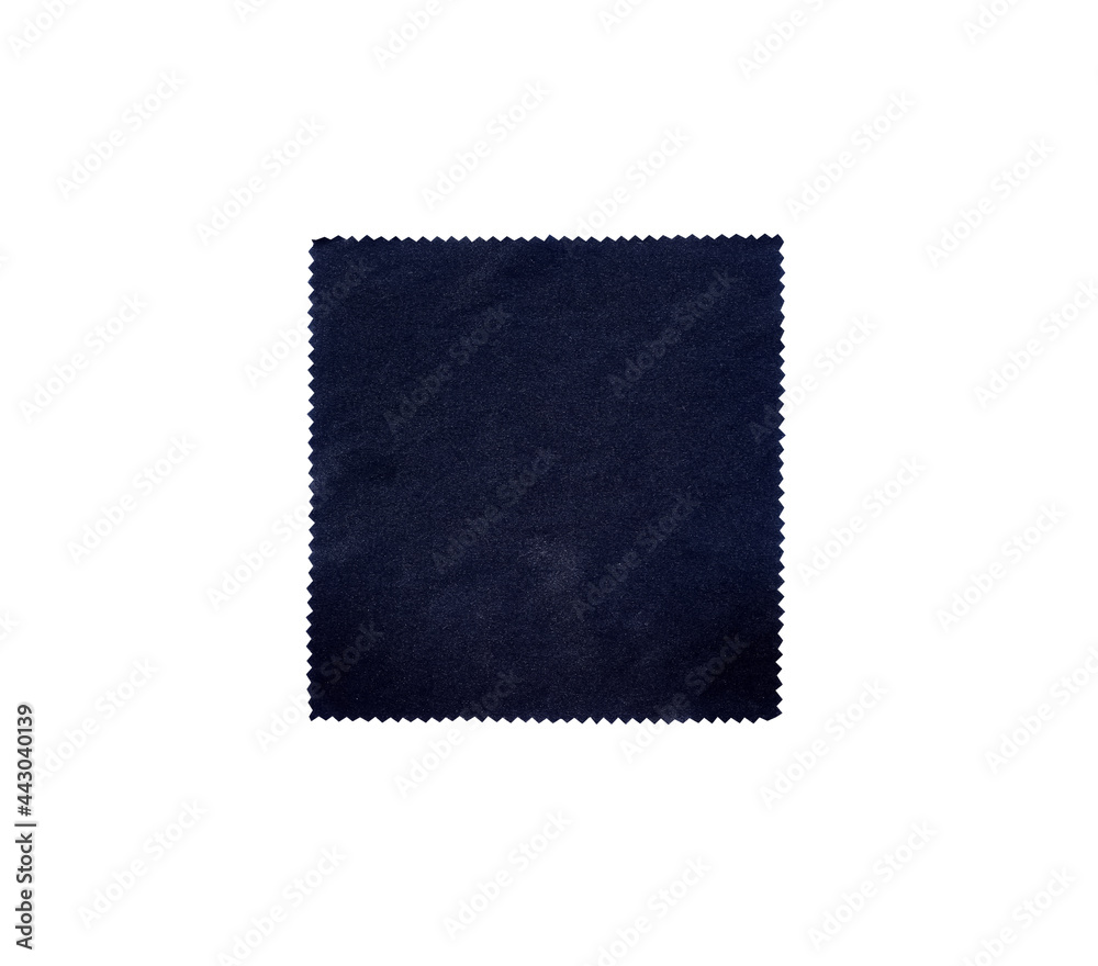 Black square cloth with cleaning solution for wipe the silverware isolated on white background , clipping path