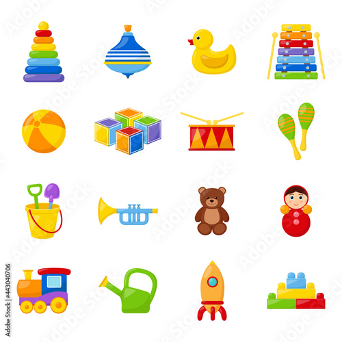Set of kid toys, vector illustration