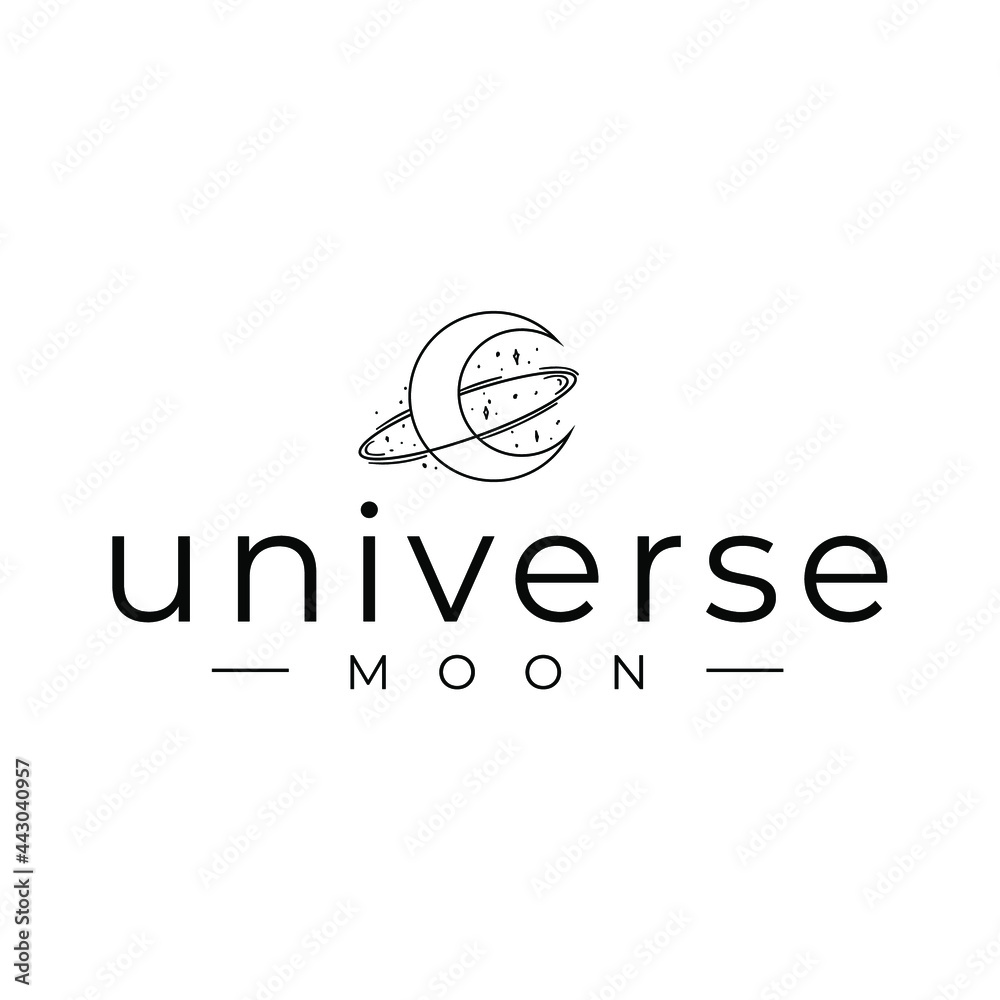 Crescent Moon With Galaxy Star Universe Minimalist Line Art Hipster Logo Vector Illustration Template Icon Design Crescent Moon With Galaxy Star Universe Minimalist Line Art Hipster Logo Vector Illustration Template Icon Design