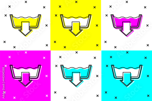 Set Washing modes icon isolated on color background. Temperature wash. Vector