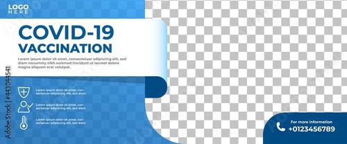 Covid 19 Vaccine horizontal banner template. 