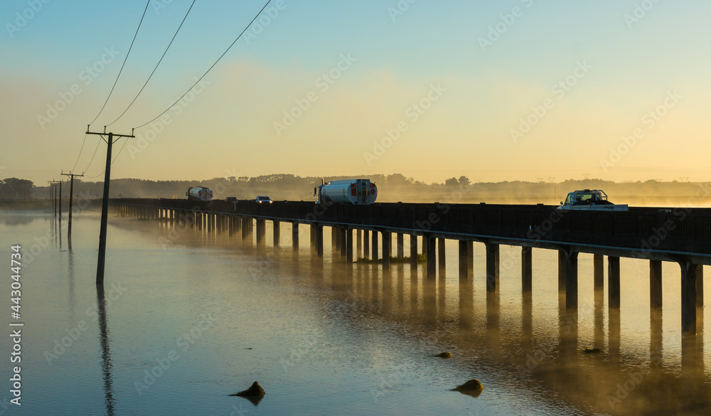 Obraz premium Foxton, Horowhenua, New Zealand, 4.8.2017. The Old Trestle Bridge Stand firm as it's life comes to the end.