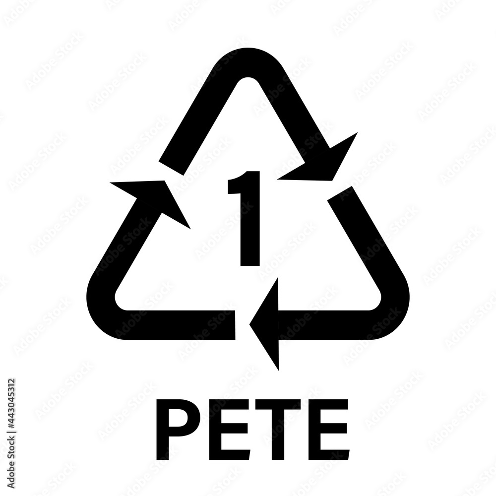 Recyclable plastic PET or PETE Simple icon on product packaging and box Recyclable plastic PET or PETE Simple icon on product packaging and box
