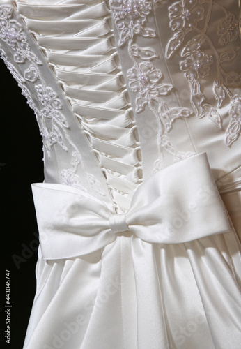 white wedding dress detail with lace