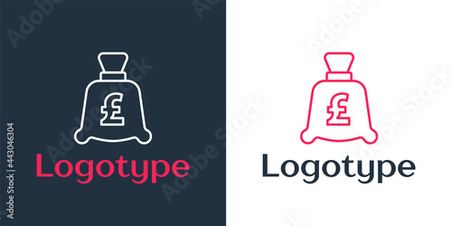 Logotype line Coin money with pound sterling symbol icon isolated on white background. Banking currency sign. Cash symbol. Logo design template element. Vector