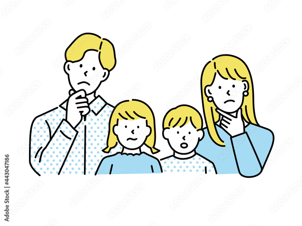 ファミリーイラスト 夫婦 親子 子供 ビジネス 疑問 悩む 考える 共働き Family Illustrations Husband And Wife Parent And Child Children Business Kids Dual Income Question Stock Vektorgrafik Adobe Stock