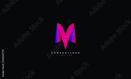 MV VM M AND V Abstract initial monogram letter alphabet logo design