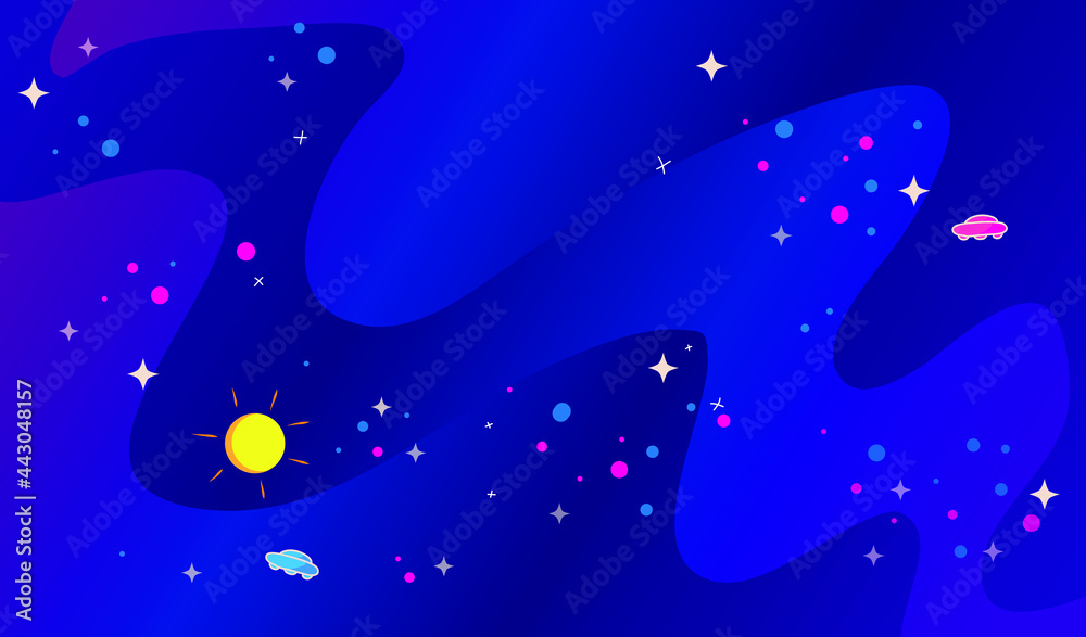 Vector of Cartoon Galaxy Background with 
 Simplify Illustration Style