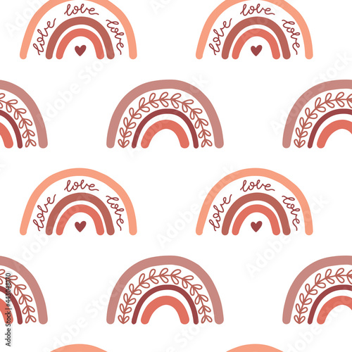 Boho rainbow seamless pattern. Good for banner, poster, flyer, greeting card, web design, print design. Vector illustration.
