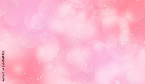 星と玉が浮かぶピンク色の背景素材