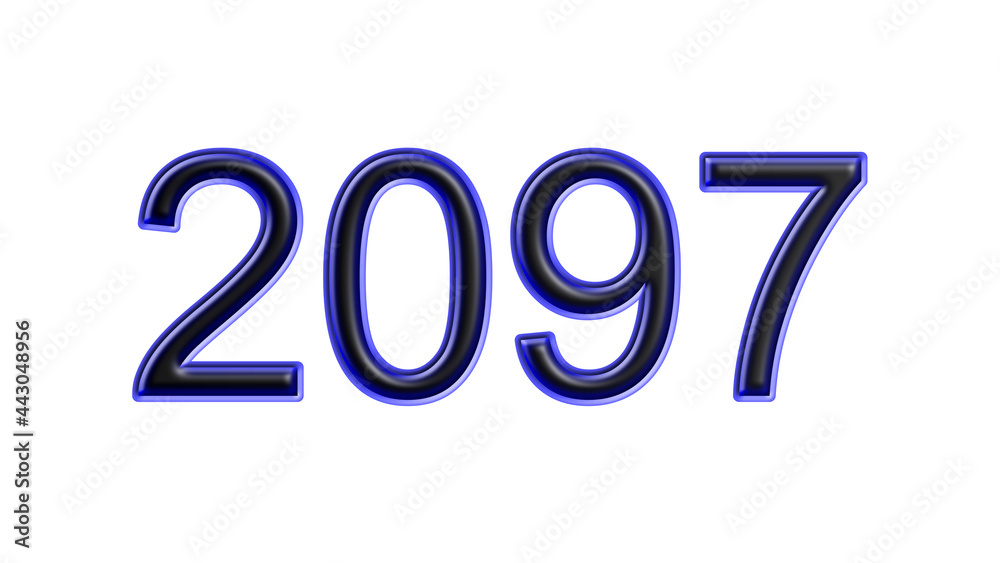 blue 2097 number 3d effect white background blue 2097 number 3d effect white background