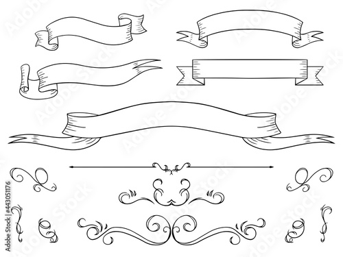 ビンテージ風のリボンのイラスト