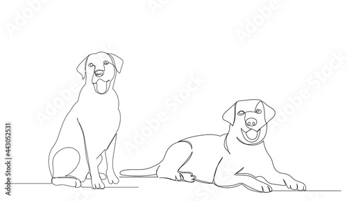 dog lies line drawing sketch, isolated, vector