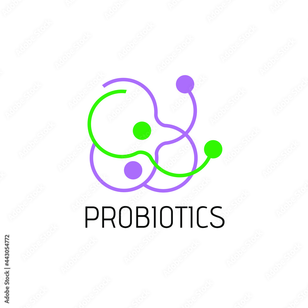 Fototapeta premium Probiotics logo. Bacteria logo. Concept of healthy nutrition ingredient for therapeutic purposes. Simple flat style trend modern logotype graphic design isolated