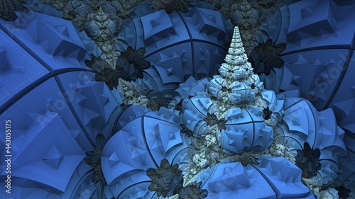 Fantastic 3D fractal background with recursive structures und shapes.