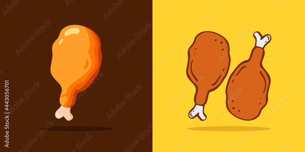Fototapeta premium Set Fried Chicken leg icon Design Template. Illustration vector graphic. Flat design. Fast food.Perfect for food concepts, diet infographics, icons or web design, street restaurants menu