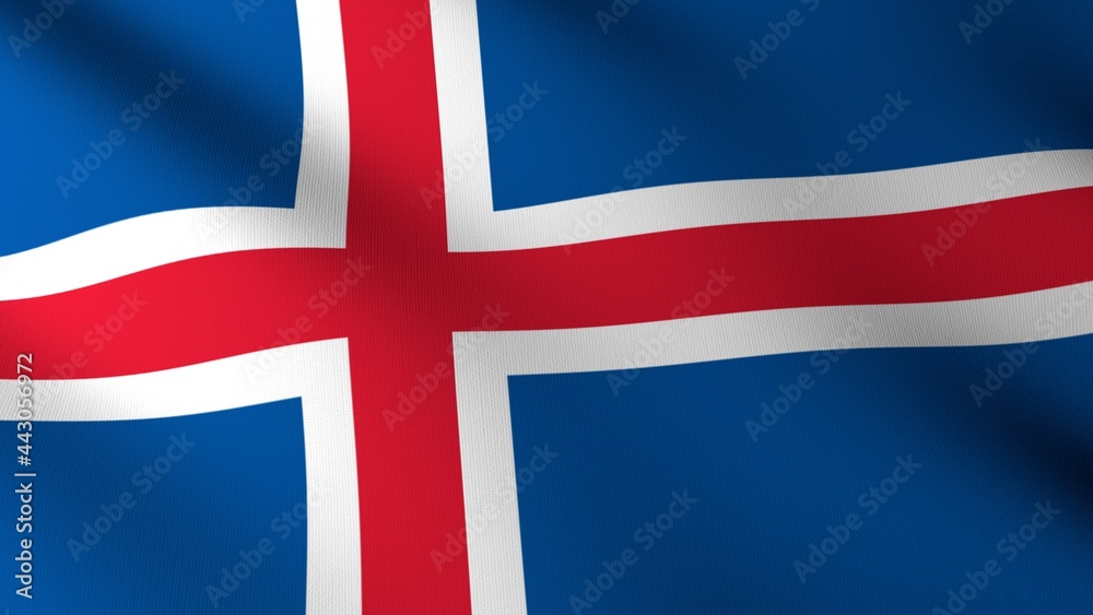 Obraz premium Flag of The Iceland. Flag's image are rendered in real 3D software.