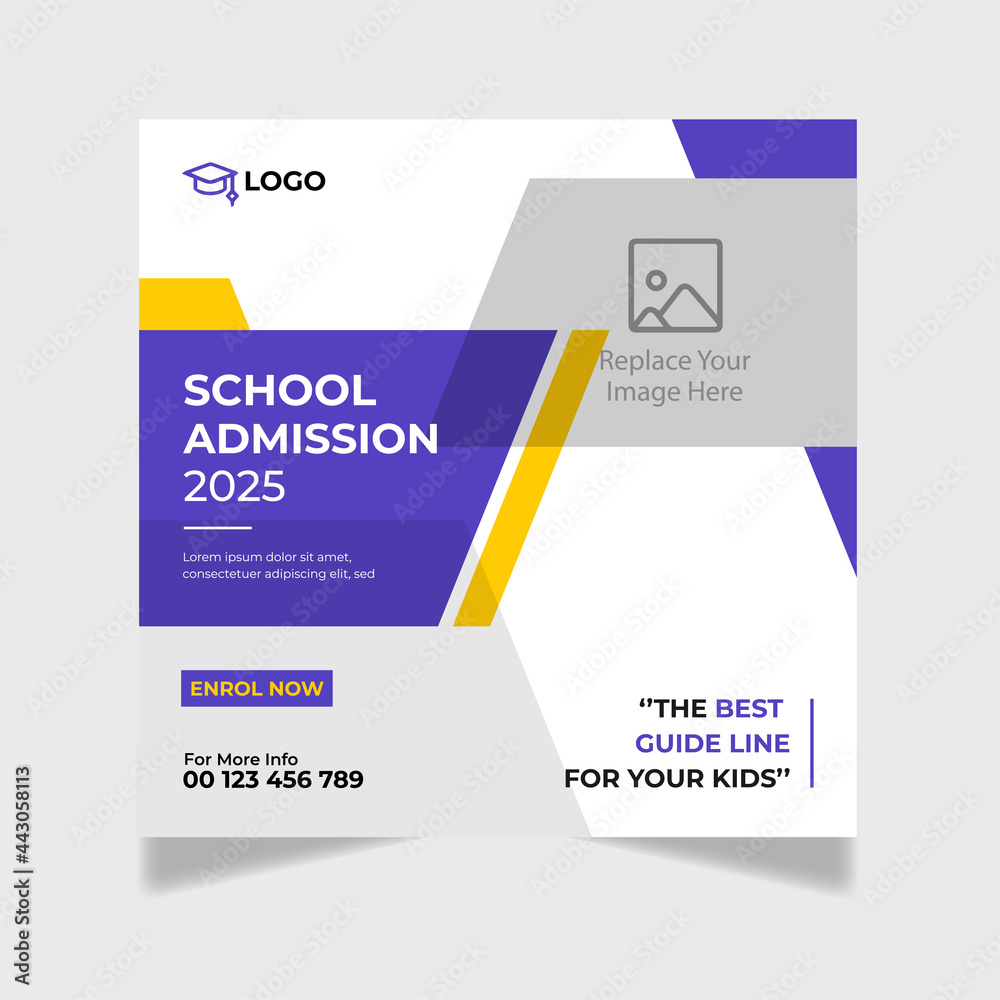 School Admission Social Media Post & Back to School Web Banner Template School Admission Social Media Post & Back to School Web Banner Template