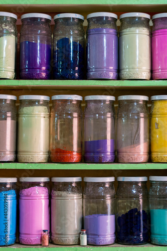 Jars of coloured powder HD