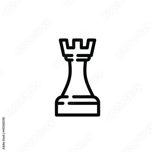 Vector line rook or castle icon. Chess figure logo. Simple graphic sign for game, sport or marketing.