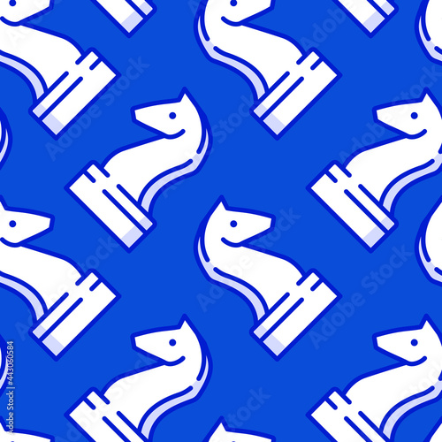 Chess vector seamless pattern. Horse figure. Simple bright illustration with repeating elements for textile or print. 
