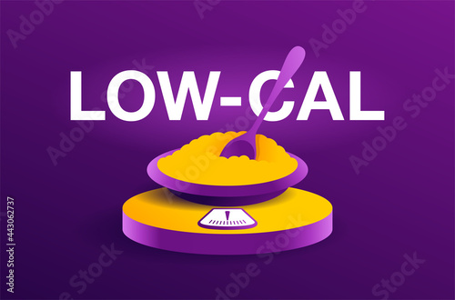 Healthy eating - Dish plate on weight scales