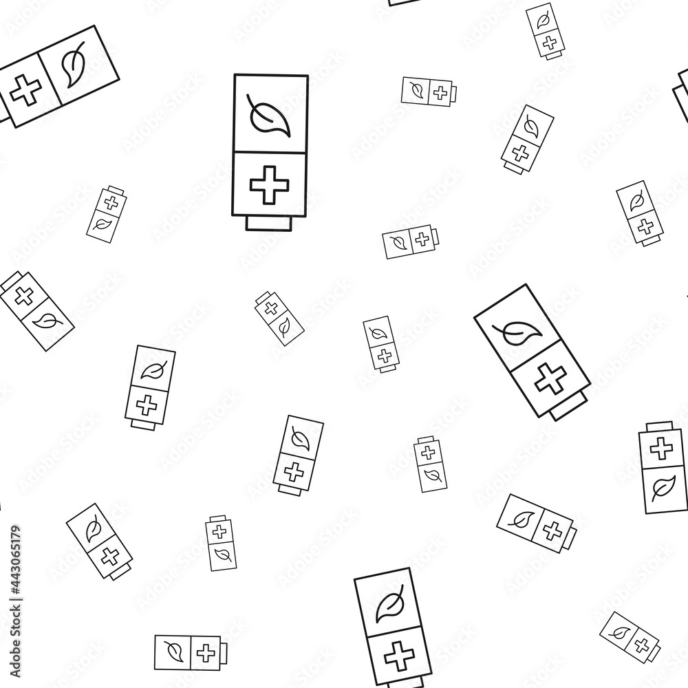 Environmental battery ecological icons seamless pattern isolated