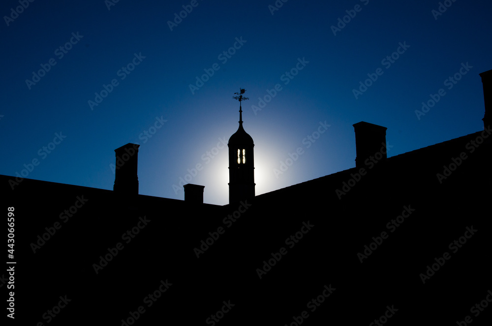 Silhouette picture of the roof of the old building. Silhouette picture of the roof of the old building.