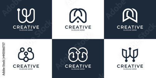 Collection of letter W logo design template. Minimalist icon for business, branding and symbol.