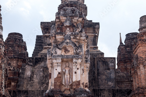 Lutus bud shape on stupa at Wat Mahathat Sukhothai temple  Sukhothai old city. Tourist destination in Thailand