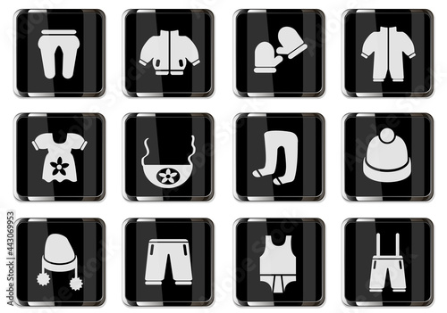 Baby clothes icon set