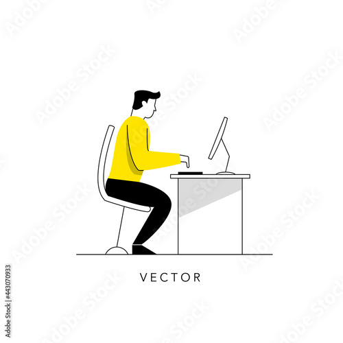 person works at the computer