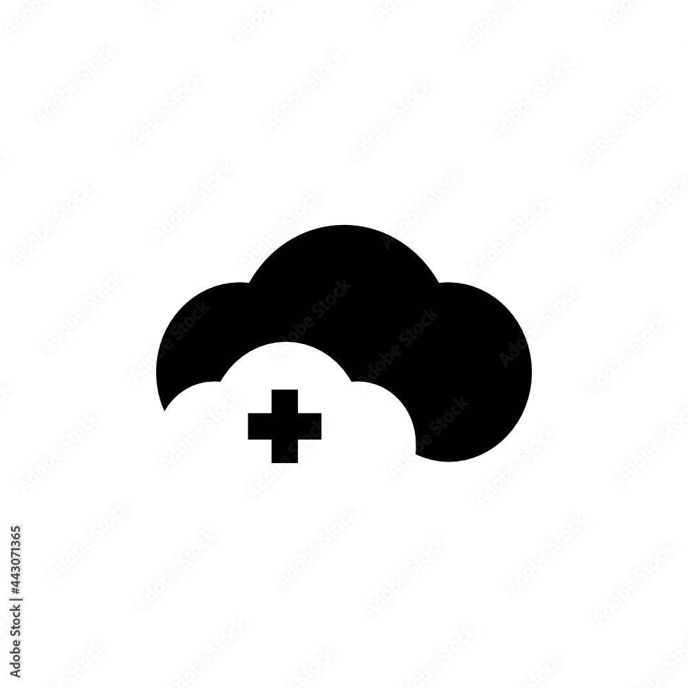 Cloud Doctor , online medical service telemedicine concept, black and white vector icon Cloud Doctor , online medical service telemedicine concept, black and white vector icon