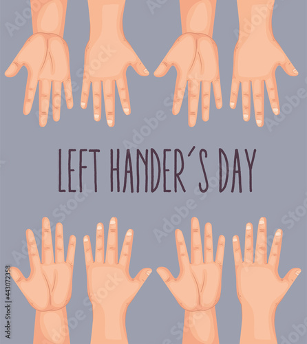 Happy left handers day with hands collection
